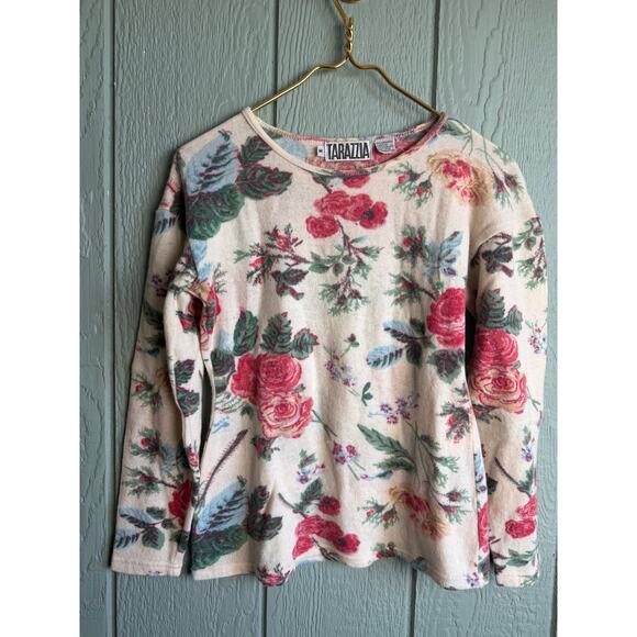 Vintage Tarazzia Floral Lambswool Sweater Women’s M 90s Cottagecore Roses - Picture 1 of 5